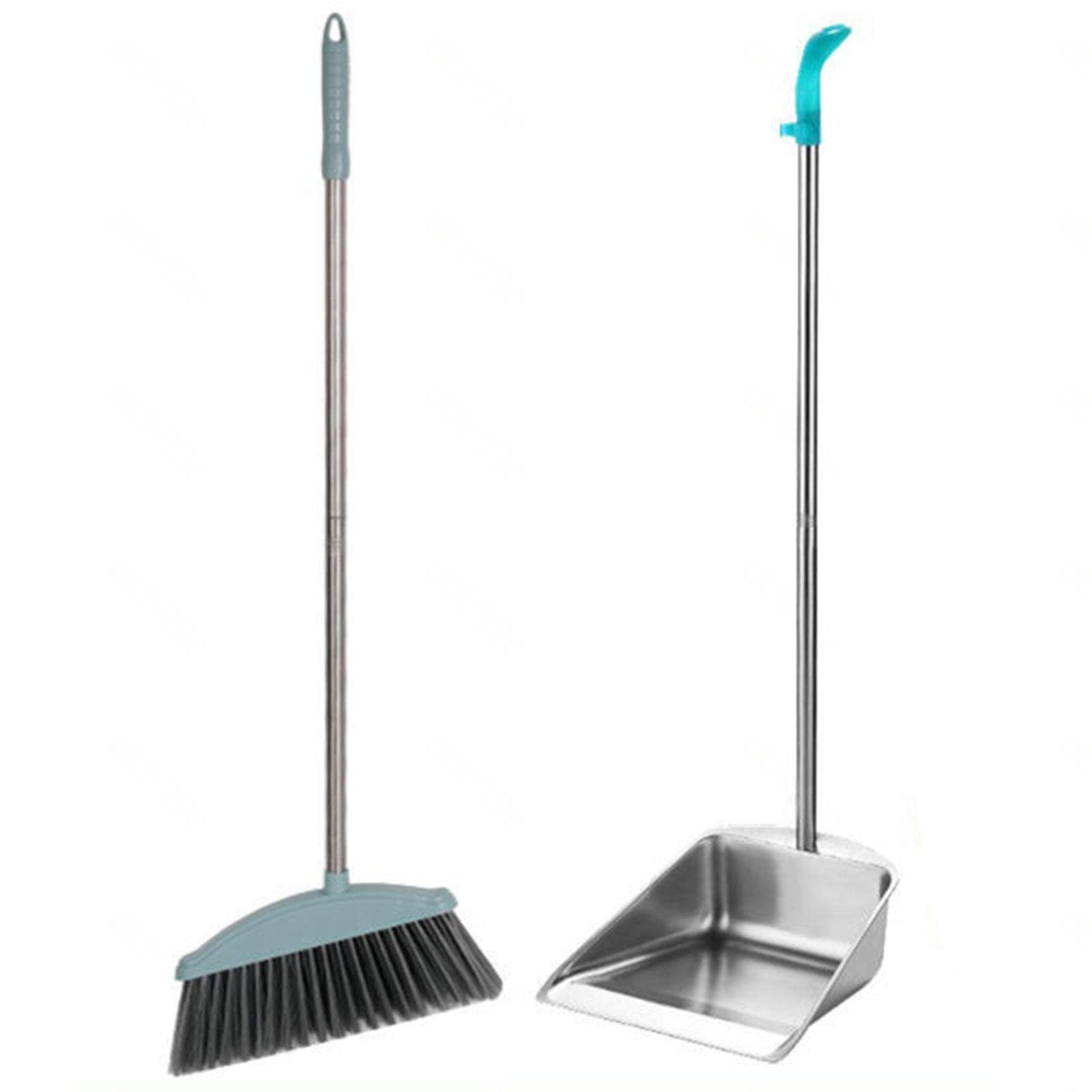 Ensemble Balai Et Pelle à Poussière Long Manche Inox - 118 Cm Pour Maison Et Jardin