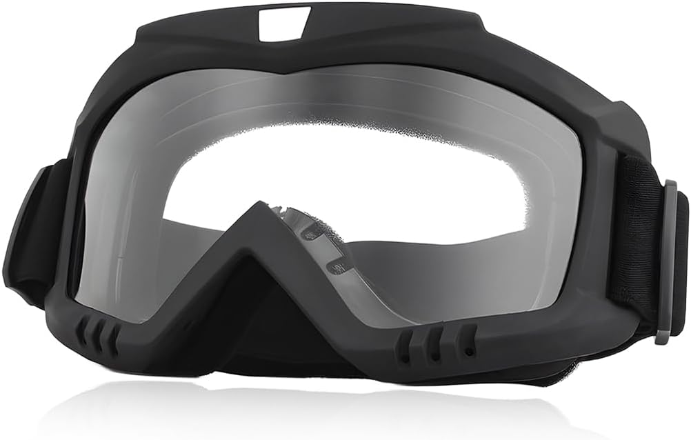 Dirt Bike Goggles, Dustproof Windproof Helmet Ski Goggles with Fog Lens, Wide Vision UV Protection Safety Glasses (Transparent)