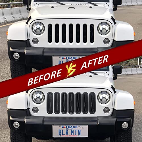 Dkmght Grill Inserts For 2007-2018 Jeep Wrangler Jk, Front Mesh Grille Cover Guard Clip-In For Jeep Wrangler Jk Jku Unlimited Sport Freedom Rubicon Sahara, Jeep Accessories (Matte Black) #TOP4