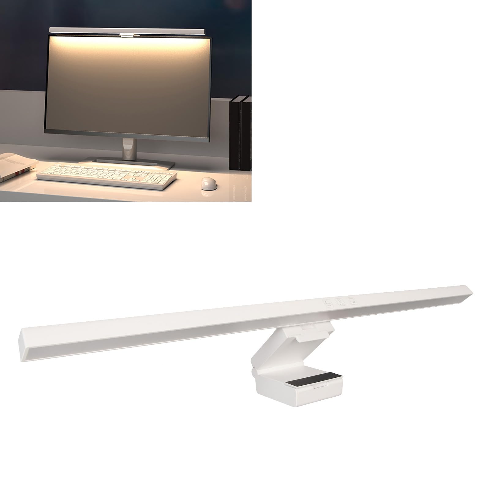 Zunate Screen Monitor Light Bar with Touch Control, LED Dimmable Screen Light Bar Computer Monitor Lamp, 3 Switchable Eye Care Light Monitor Lamp for Desk Office Home Game (White)