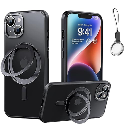 iPhone 11 用 ケース Magsafe対応【360°回転可能な Magsafeリングスタンド ホルダー 一体型・ストラップ1種付き】アイフォン11カバースタンド機能 縦横両対応 HILEGENER スマホケース 耐衝撃 カメラレンズ保護 あいほん1