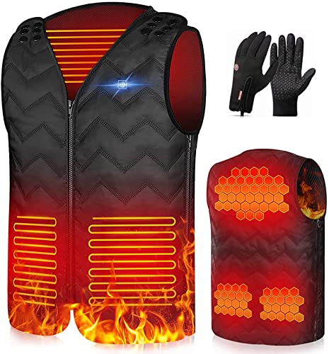 ZooTng 5 Beheizte Weste Jacke, Mode Männer Frauen Mantel Intelligente Elektrische Heizung Thermische Warme Kleidung 2022 Winter Beheizte Jagdweste,XL Black Cover