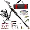 BlueFire Fishing Rod Kit, Carbon Fiber Telescopic Fishing Pole and Reel Combo with Spinning Reel, Line, Lure, Hooks and Carrier Bag, Fishing Gear Set for Beginner Adults Saltwater Freshwater