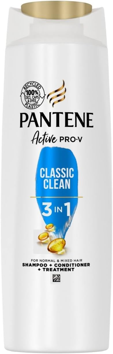 Pantene Pro-V Classic Clean 3 In 1 Shampoo, For Normal To Mixed Hair, 400ml (13.5 Oz), pack of 2