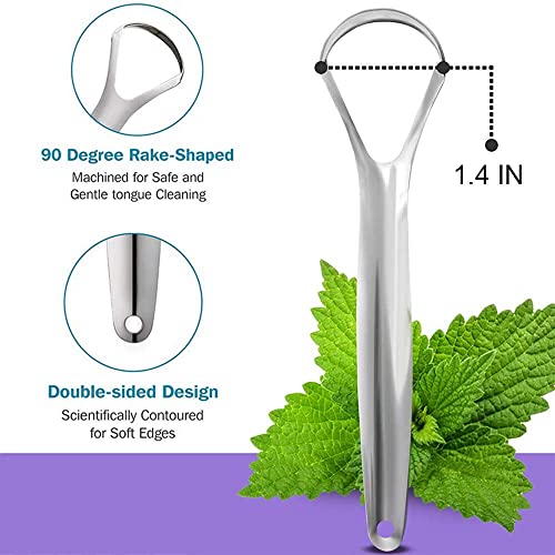 Image of Wonder Care 4 Count Tongue Scraper Stainless Steel,Tongue Cleaners Fresh Breath Restored Taste Big Size