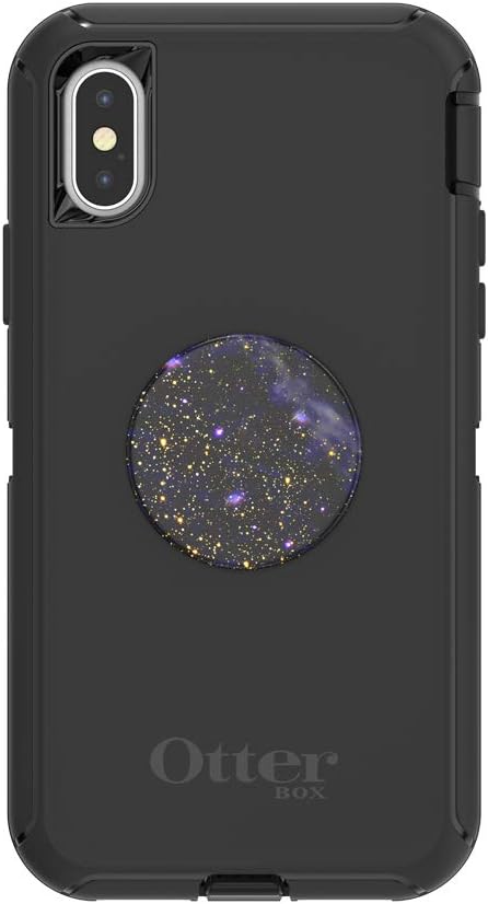 Otter + Pop for iPhone X and XS: OtterBox Defender Series Case with PopSockets Phone Grip and Phone Stand, PopGrip, Collapsible, Swappable Top, Black and Milky Daze