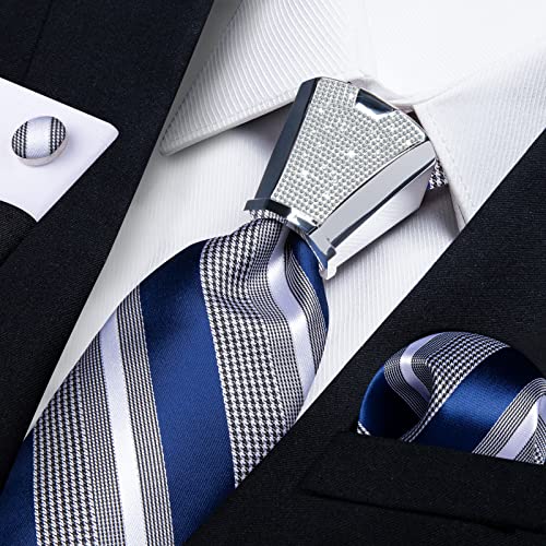 Image of DiBanGu Silk Men's Tie Set Jacquard Woven Ties and Pocket Square Fashion Necktie and Handkerchief Cufflinks Tie Accessories