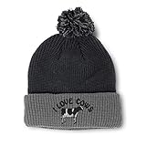 Winter Pom Pom Beanie for Men & Women I Love Cows Embroidery Acrylic Skull Cap Hat Black Grey 1 Size