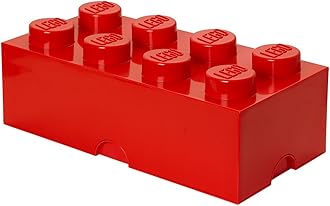 LEGO Brick Box Stackable Storage Containers - Organizational Building Blockss - 19.69 x 9.84 x 7.09 Inches - Brick 8, Bright Red