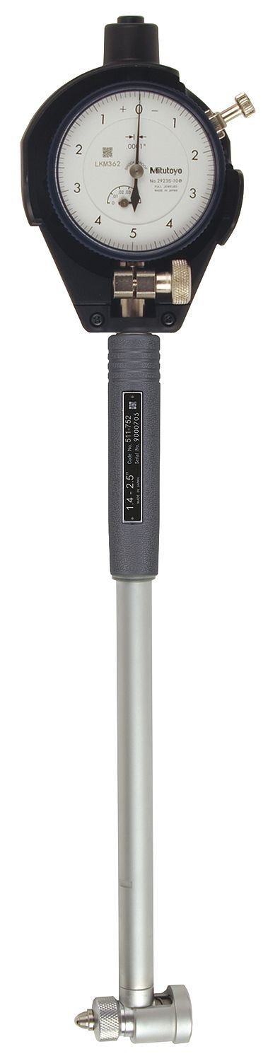 511-752 Bore Gauge and Dial Indicator, Inch, 1.4-2.5" Range, 0.0001" Graduations, +/- 0.0002" Accuracy