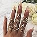 Produktbild Simsly Boho Sun Knuckle Ring Vintage Kristall Gelenkknöchel Ringe Mitten Ring Set für Frauen und Mädchen (Gold)