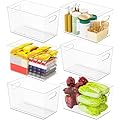 6 Pack Clear Plastic Storage Bins for Freezer,Pantry Storage Containers,11? Large Snack,Food Storage Bins with Handle for Shelves,Refrigerator,Kitchen,Cabinet,Acrylic Bins for Cleaning Supply Storage