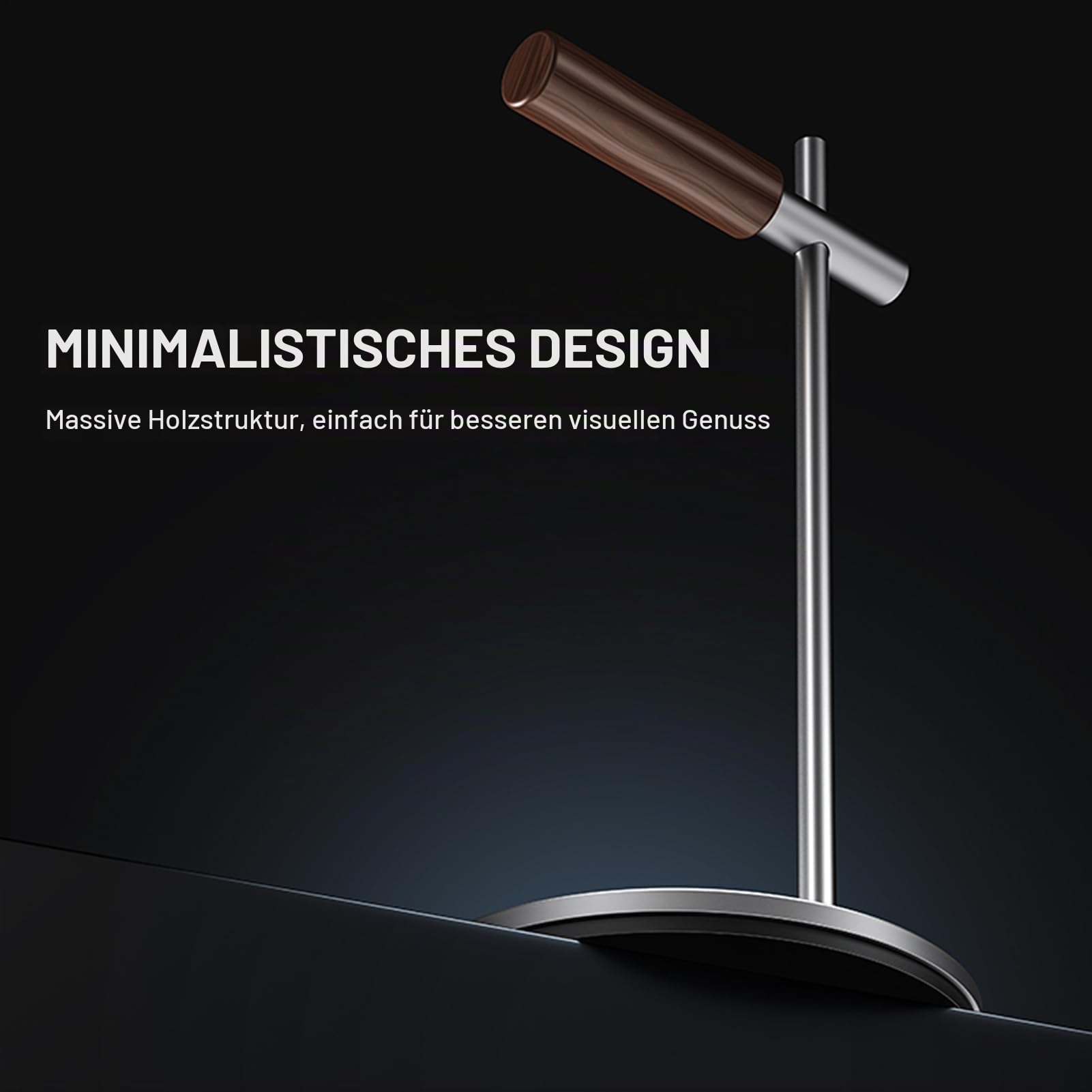 Kopfhörerständer aus Eichenholz, Headset Ständer für Schreibtisch, Universal Halterung Halter für Airpods Max, Bose, Beats, Gaming, VR Display Stand (Silber)