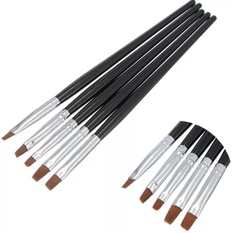 5 Pcs Set Flat Brush Kit Nail Art Accessories Dotting Painting Tool Salon Pen Acrylic UV Gel Girl Favor-image-10