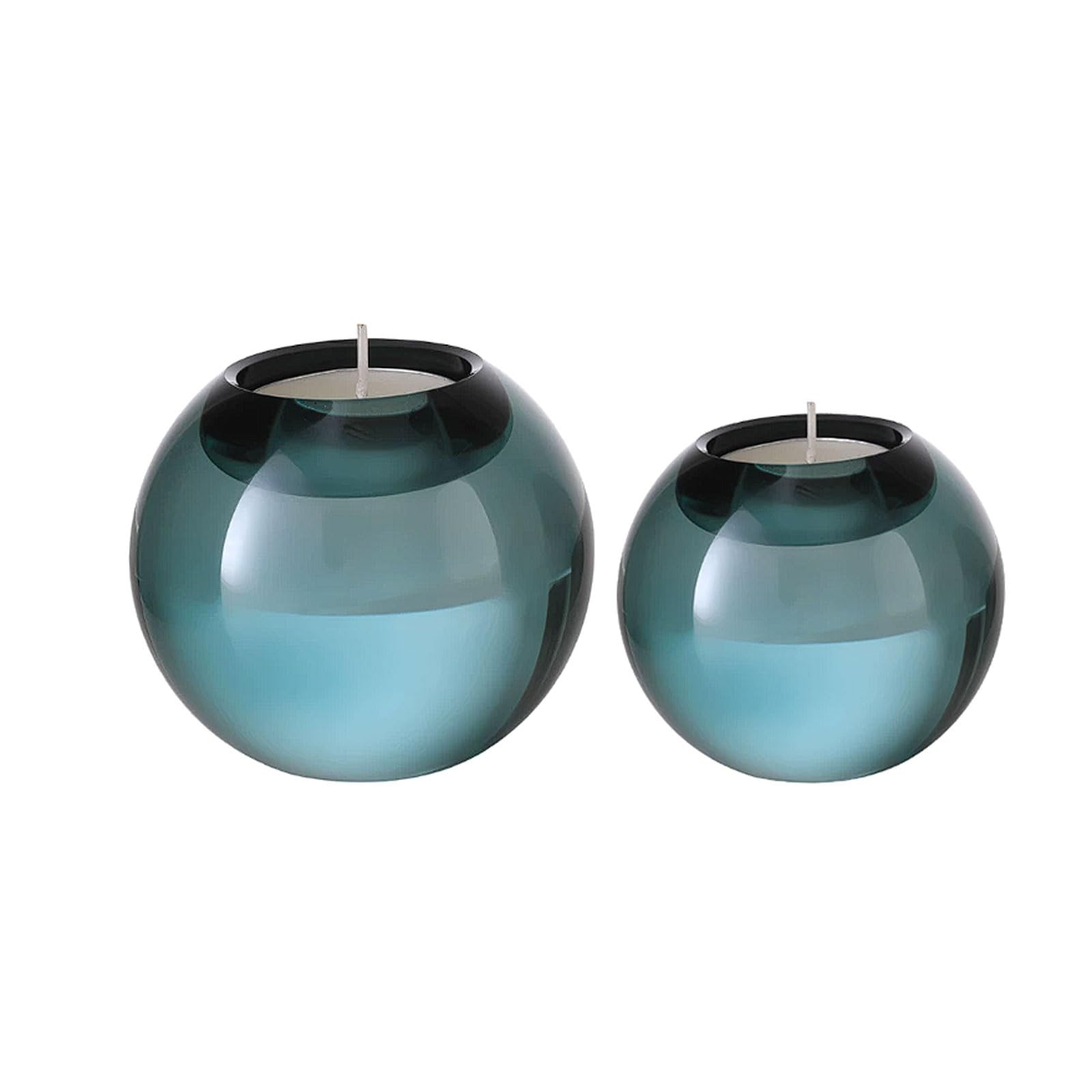 Crystal Glass Mini Candle Holder Set of 2 for Romantic Proposal and Candlelight Dinner Decor(Blu)