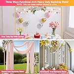 Square Backdrop Stand, Wedding Arch Heavy Duty Adjustable Stand, Over The Table Rod Stand with Clamps, Metal Gold Garden Balloon Frame for Baby Shower Party Decoration - Image 5