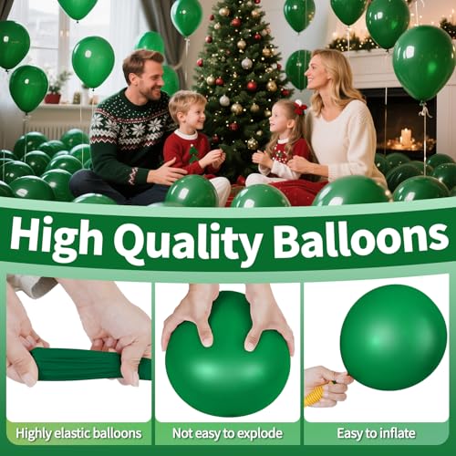 Image of Dark Green Balloon 12 Inch, 110pcs Latex Party Balloons Helium Bright Color for Birthday Baby Shower Wedding Party Supplies Arch Garland Decoration
