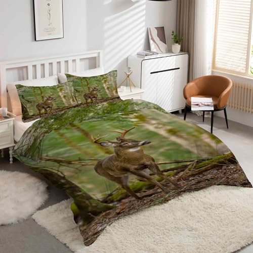 Housse de couette 240 x 260 cerf microfibre douce finitions premium zippée - 2