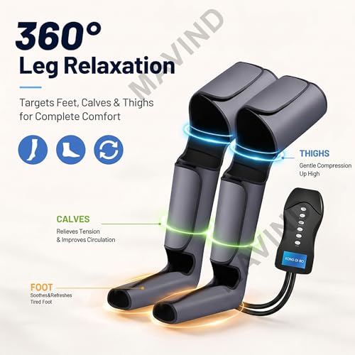 Image of Full Leg Massager with Air Compression with Heat Theraphy,Leg Foot Calves Thigh Massager with Handheld Controller,Relaxation & Muscle Comfort,Foot Massager Machine for Pain Relief,Blood Circulation Massager (A-1) (A-1)