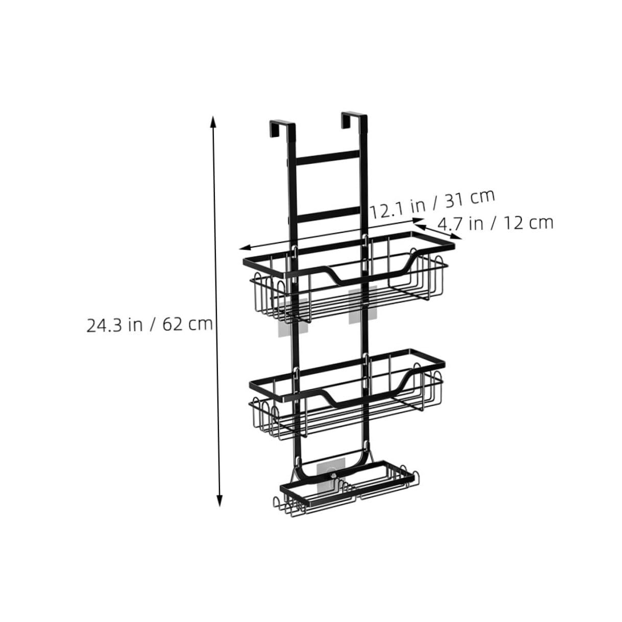 Toyvian Tür Hängeregal Metall Duschkorb Organizer Schwarz Mesh design für Bad Küche Büro Platzsparend und Rostfrei Vielseitige Aufbewahrung für Handtücher Shampoo Kosmetik