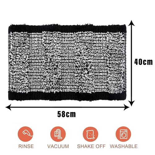 Image of Kuber Industries Door Mat | White Cut Loop Doormat | Microfiber Entrance Mat | Entry Doormat | Office Entrance Door Mat | Door Mat for Home | Door Mat for Living | Black