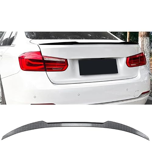 FJINQIANG Car Spoiler Rear for BMW 3 Series F30 M4 320i 325i 2013-2019, Sedan Rear Trunk Boot Lip Wing Spoiler, Rear Wing Spoiler Trim Cover,Carbon Fiber Look
