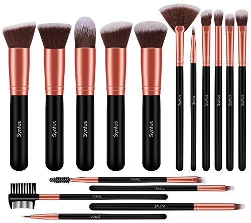 Syntus Makeup Brush Set, Premium Synthetic Foundation Powder Kabuki Blush Concealer Eye Shadow 16 Pcs Makeup Brushes Rose Golden, Large Syntus Makeup Brush Set, Premium Synthetic Foundation Powder Kabuki Blush Concealer Eye Shadow 16 Pcs Makeup Brushes Rose Golden, Large
