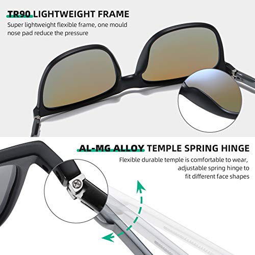 WOWSUN Óculos de sol masculinos polarizados retrô quadrado armação de metal alumínio dirigir pesca ó