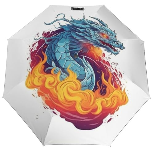 Image of ACEPrints Dragon Flaming Fire Folding Umbrella 3 Fold