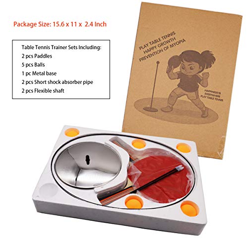 DOBESTS Ping Pong Balls Paddles Set Table Tennis Training Elastic Soft Shaft Equipment Trainer Practice Ball Bulk Children Adult (2 Table Tennis Paddle & 5 Ping-Pong Balls)