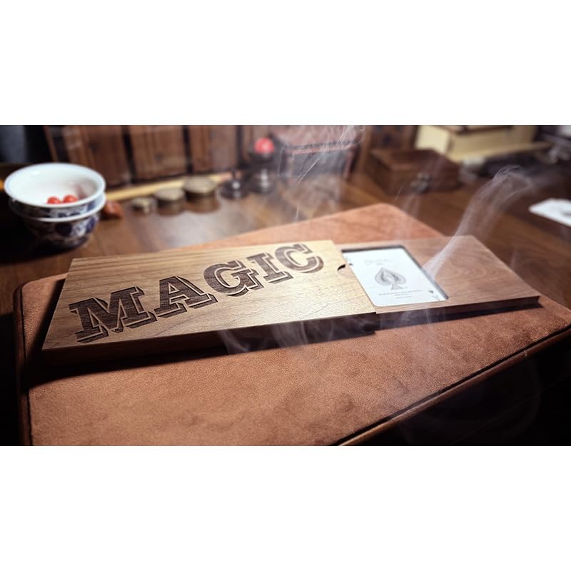 Deluxe szuflady magiczne pudełko (Edycja orzechowa) magiczne sztuczki zniknęła karta pojawia się ponownie w drewnianym pudełku zbliżenie wideo iluzje sztuczki