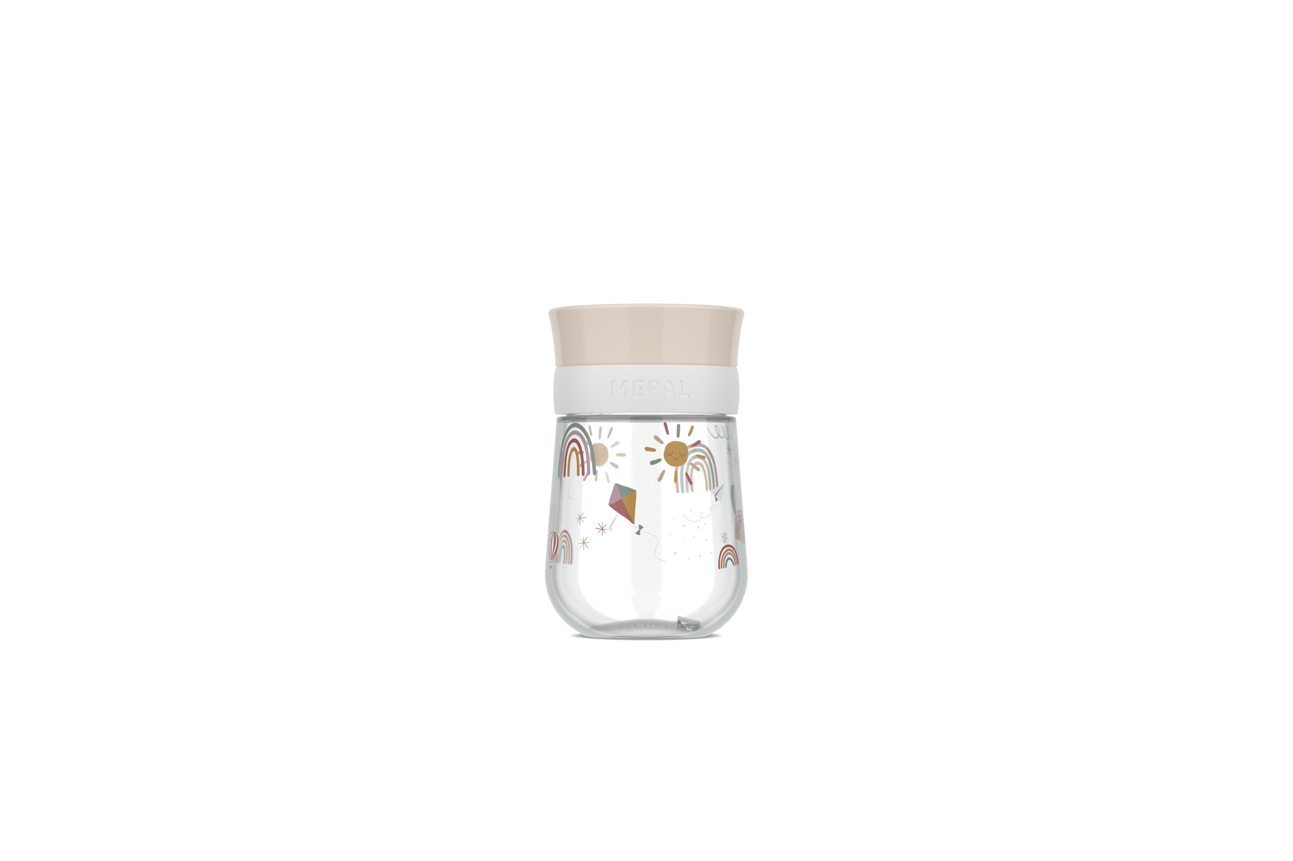 Mepal - Bicchiere Trainer 360° Mio - A prova di perdite - Cerchio a 360° per bere da entrambi i lati - Si chiude automaticamente quando il bambino smette di bere - - 300 ml - Sunshine & Rainbow