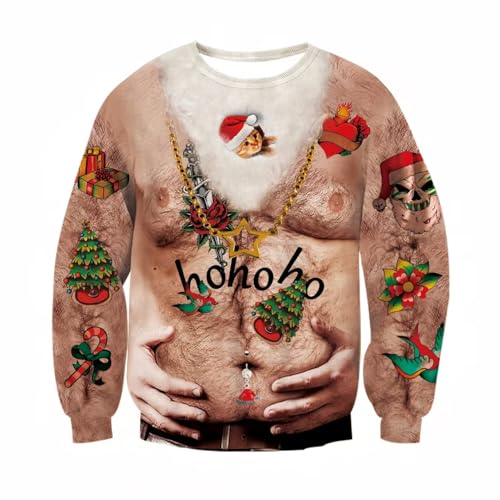 NebulaGlam Herren Damen Weihnachtspullover 3D Gedruckt Weihnachten Jumper Lustiges Sweatshirt Langarm Ugly Christmas Pullover (L)