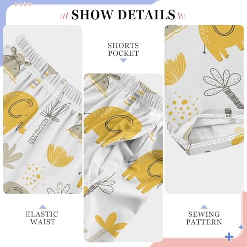 ZZXXB Elephant Hippo Palm Tree Boys Long Pants Soft Trousers Elastic Waist Kids Lounge Bottoms with Pockets S-XL4