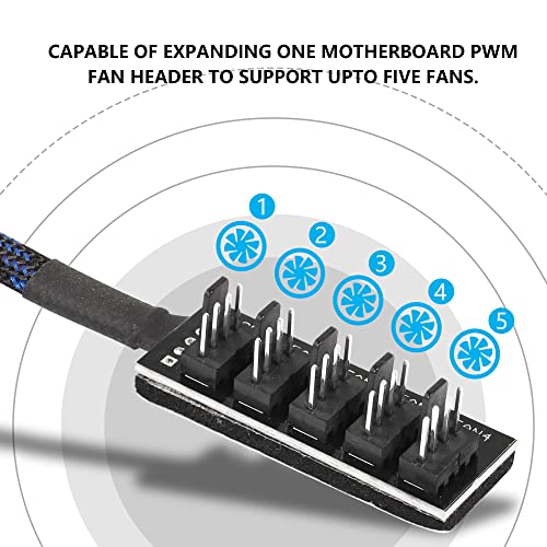 CERRXIAN Hub de ventilador PWM de 4 pines para PC, refrigeración de CPU de PC, 4 pines/3 pines, adaptador divisor de cable de alimentación para ventilador de computadora de escritorio, 2 unidades - imagen 4
