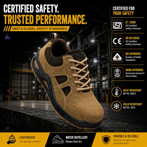 Image of Allen Cooper ACL 11694 High Performance Popcorn Safety Shoe | 200J Fiber Toe Cap | Anti-Skid, Heat, Water & Oil Resistant, Lightweight Protective Footwear