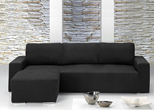 BIANCHERIAWEB Copridivano con Penisola Chaise Longue Nero Sinistra Nero