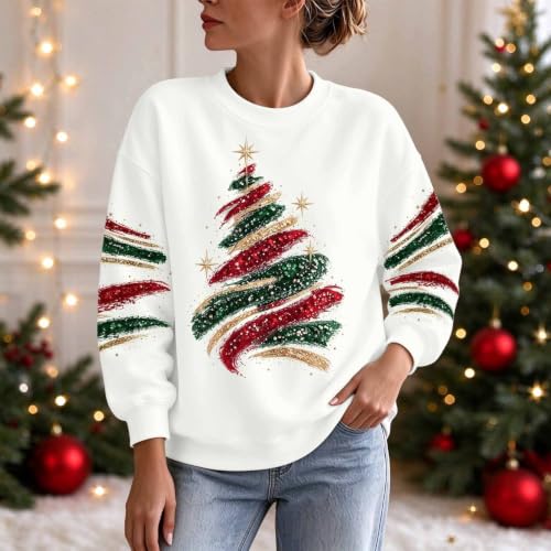 Funny Christmas Sweatshirts For Women 2026 Fall Cute Graphic Pullover Tops - image 3