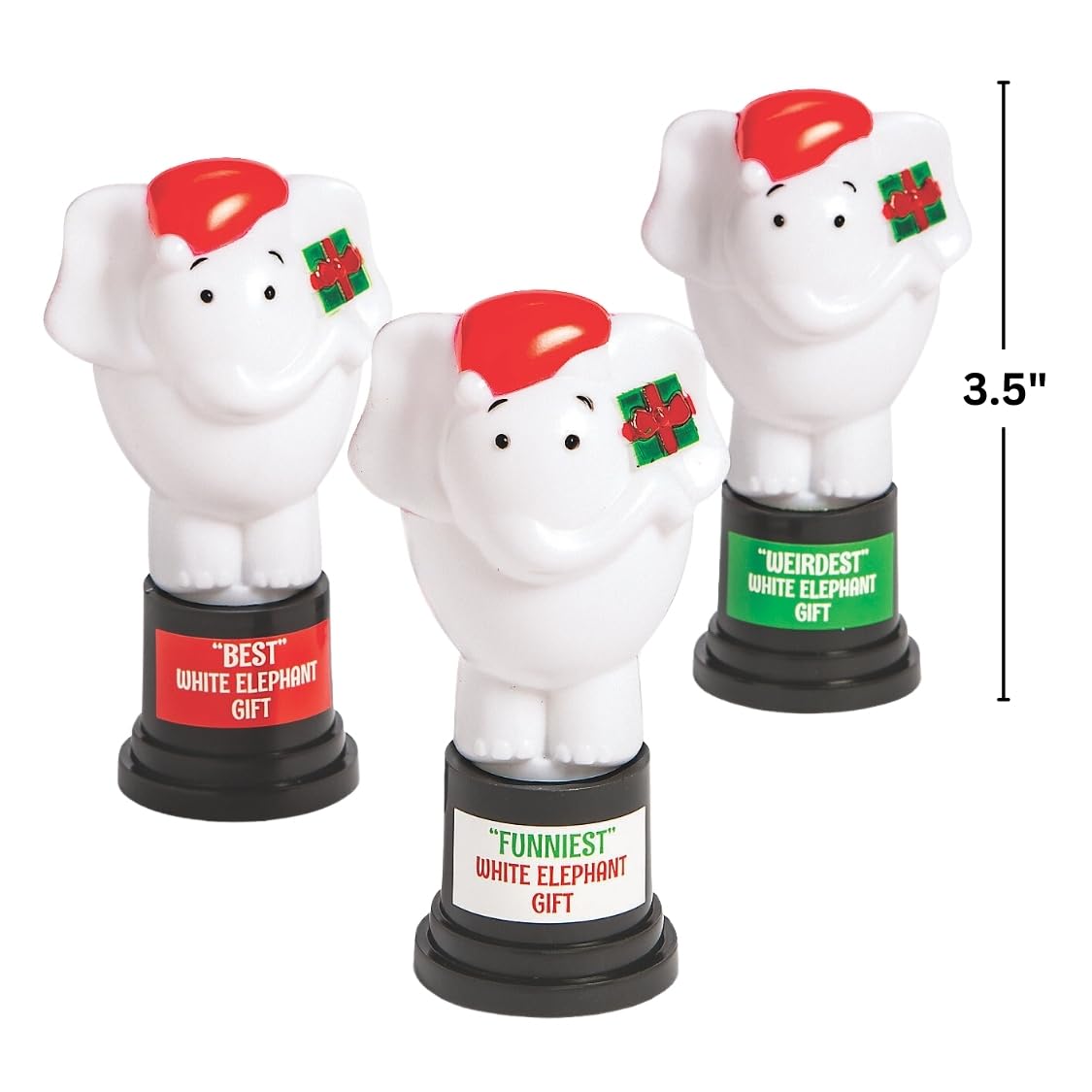 Fun Express White Elephant Gift Trophy - Set of 12 - Christmas and Office Party Supplies
