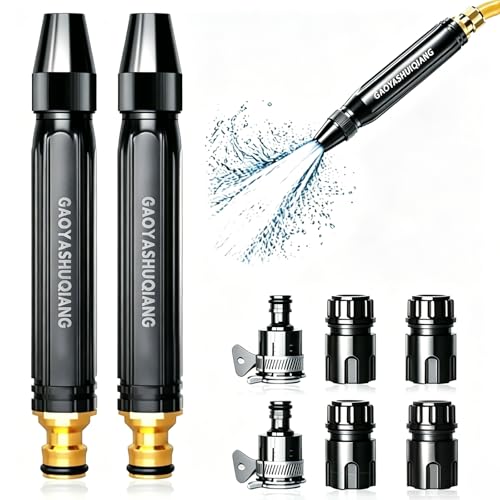Heavy Duty Adjustable Twist Hose Nozzle Jet Sweeper Nozzle High Pressure Water Cannon Leakproof Home High Pressure Car Wash Water Gun w/Connector for Car Wash Yard Patio & Garden Watering 2 Pack