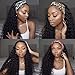 Headband Wigs for Black Women-Brazilian Virgin Human Hair Kinky Curly None Lace Front Wigs 150% Density Machine Made Wigs with Attached Natural Color (24 inch, Headband Kinky Curly Wigs)