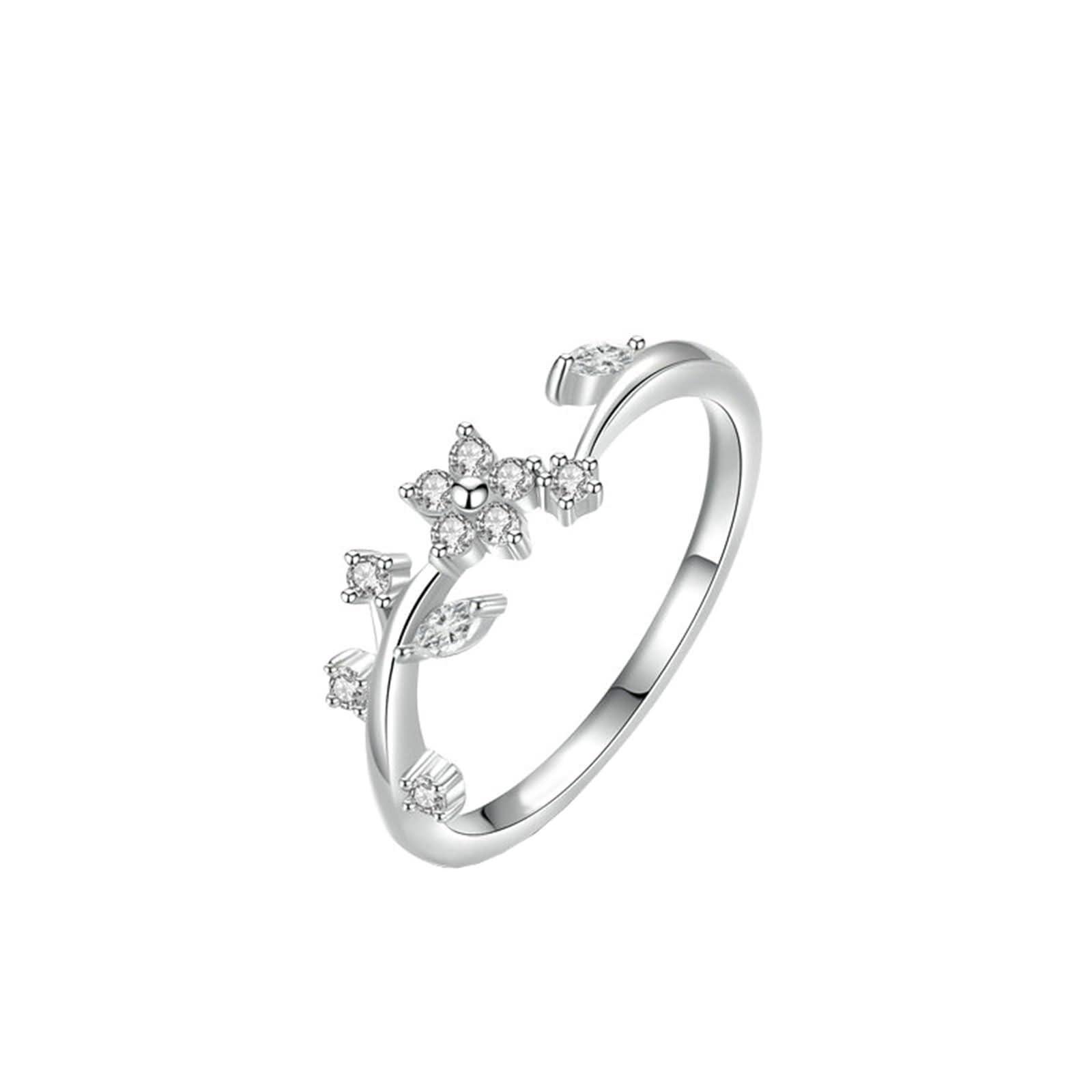 Fede nuziale unisex, anelli di promessa per donne, fiore con moissanite, set di gioielli da donna