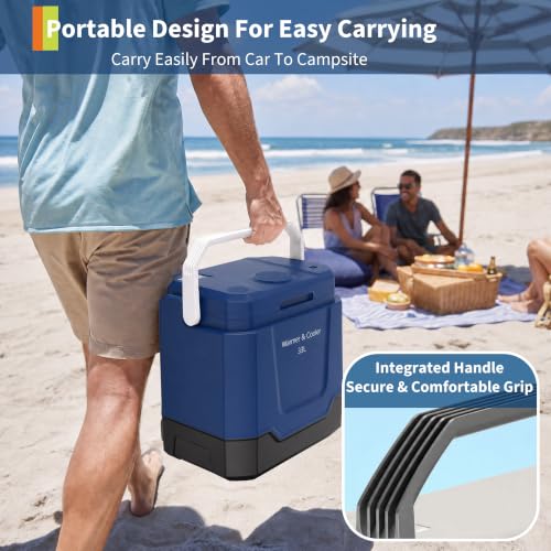 Image of 35QT Electric Cooler with Locking Handle for Camping & Road Trips