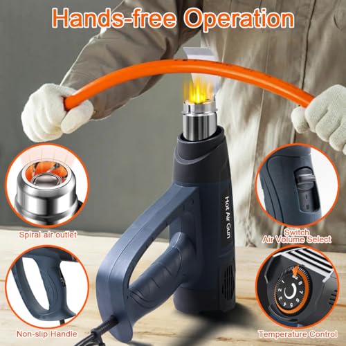 Mayilon heat gun for crafting, with 7 Nozzle Attachment, Variable Temperature Control, Overheat Protection, Fast Heat-Up (122°F-1202°F), Ideal for Crafts, Shrink Tubing, Vinyl Wrap, Epoxy Resin