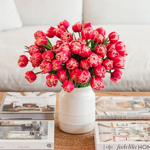 BloomsyBox: Bouquet Pink Peony Tulips | Best 50 stems, Large Fresh Flowers from Netherlands, Pink with White Edging, Fresh Cut Tulips, Easy Care | Care Card