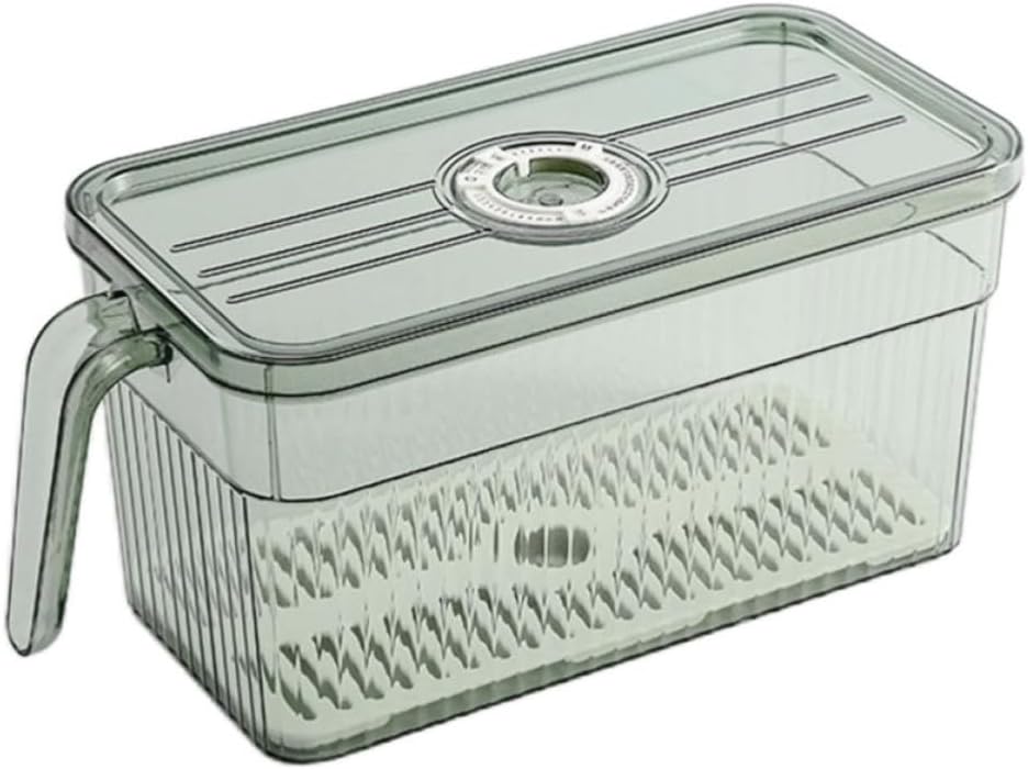 HOMSFOU Green Refrigerator Food Storage Box with Handle for Kitchen Use