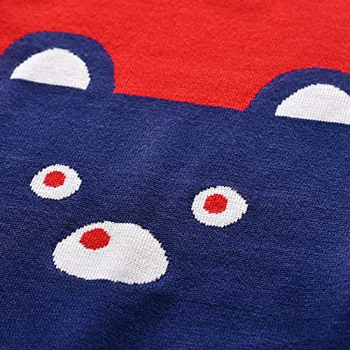 Suéter infantil meninos meninas patchwork colorido estampa de urso de manga longa quente meninos de