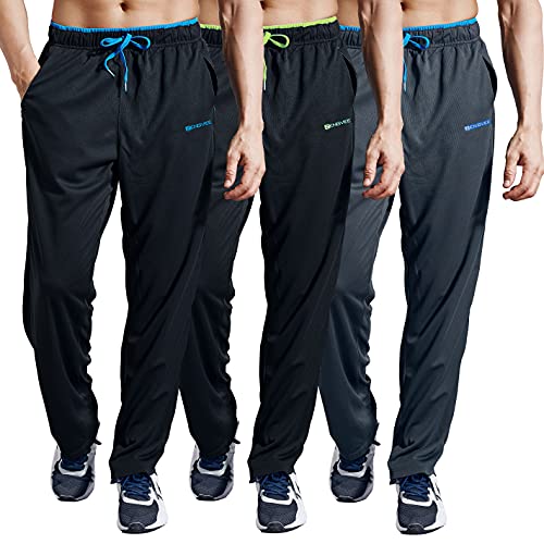Zengvee Athletic Men's Pockets 3 Pack Light Weight Open Bottom Jersey Sweatpant With Zipper Pockets For Workout, Gym, Running, Training #TOP28