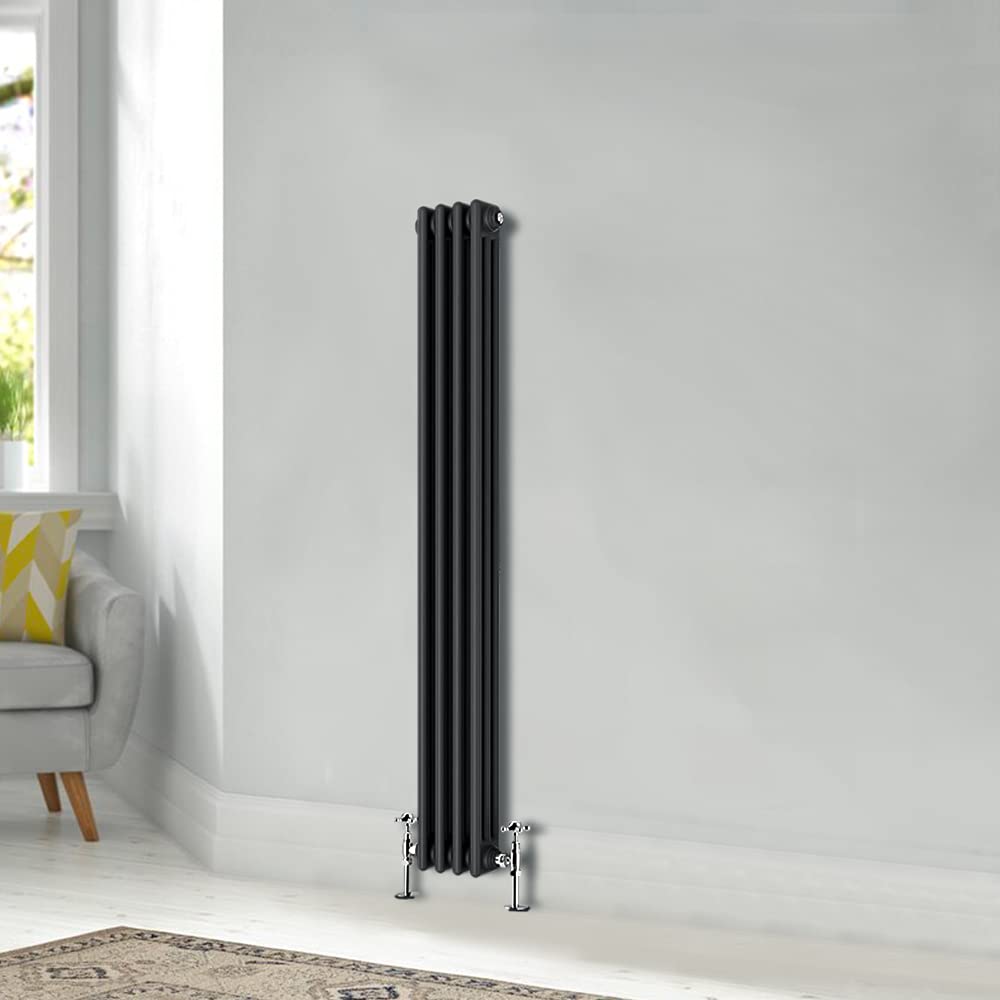 Blümme Traditional 1500 x 200mm Vertical Cast Iron Radiator 3 Column Central Heating Radiators Anthracite