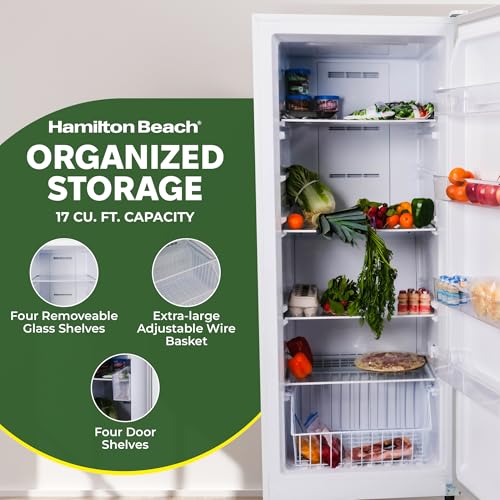 Hamilton Beach HZ8971 17 Cu Ft Upright Convertible Fridge/Freezer-Frost Free-Reversible Door-Removable Glass Shelves-Led Interior Light thumb #2
